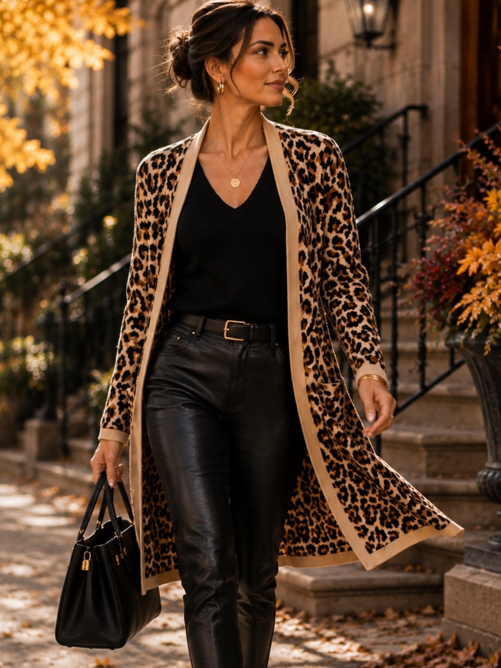 J.Crew Leopard Print Long Cardigan Sweater 100% Cotton Open Front Size Large